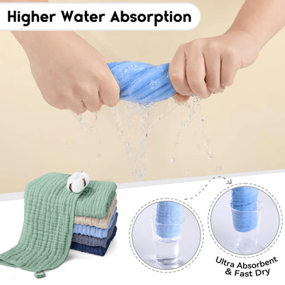 CN. 12pcs 20"X10" Muslin Burp Cloths For Baby 100% Cotton Burping Cloths For Boys Girls Large 20"X10" Extra Soft And Absorbent 5 Pack- Multicolor