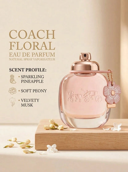 Coach Floral Eau De Parfum Spray For Women EDP Mini 0.15oz/4.5ml,1.7oz/50ml,1oz/30ml,3oz/90ml- Perfume For Long Lasting Suitable For Birthday, Office, Gift, Daily Use