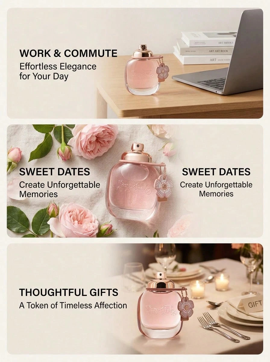Coach Floral Eau De Parfum Spray For Women EDP Mini 0.15oz/4.5ml,1.7oz/50ml,1oz/30ml,3oz/90ml- Perfume For Long Lasting Suitable For Birthday, Office, Gift, Daily Use