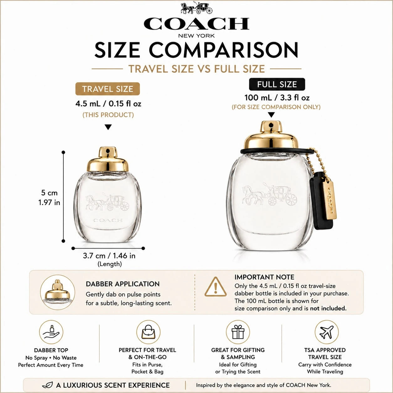 Coach New York Eau De Parfum For Women(Mini) 0.15 Fl Oz/4.5 Ml(Mini Travel Size Perfume)