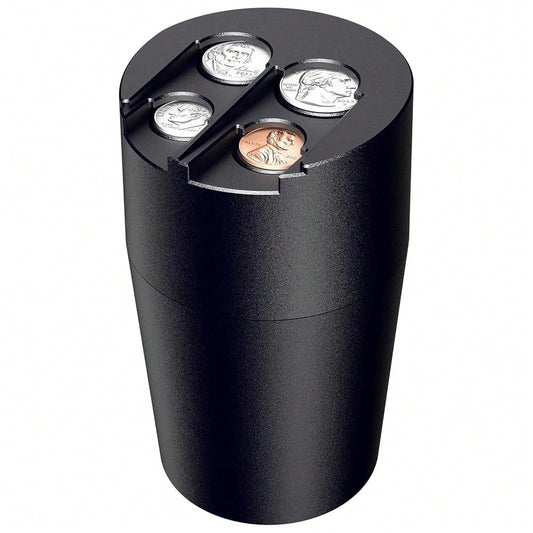 Coin Holder For Car, 250-Coin Capacity Change Coin Holder, Coin Organizer For Most Car, Dispenses Pennies, Quarters, Dimes, Nickels (Black, 1Pack)