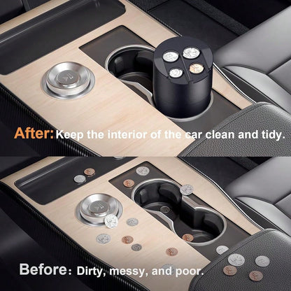 Coin Holder For Car, 250-Coin Capacity Change Coin Holder, Coin Organizer For Most Car, Dispenses Pennies, Quarters, Dimes, Nickels (Black, 1Pack)
