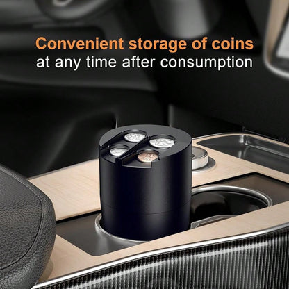 Coin Holder For Car, 250-Coin Capacity Change Coin Holder, Coin Organizer For Most Car, Dispenses Pennies, Quarters, Dimes, Nickels (Black, 1Pack)
