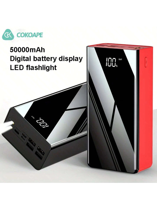 COKOAPE 50000/30000mAh Portable Power Bank, USB Mobile Phone Charger, With LED Power Display/Flashlight, Outdoor Emergency Power Reserve Battery Pack, Camping Lamp, Compatible With Iphone/Android Mobi