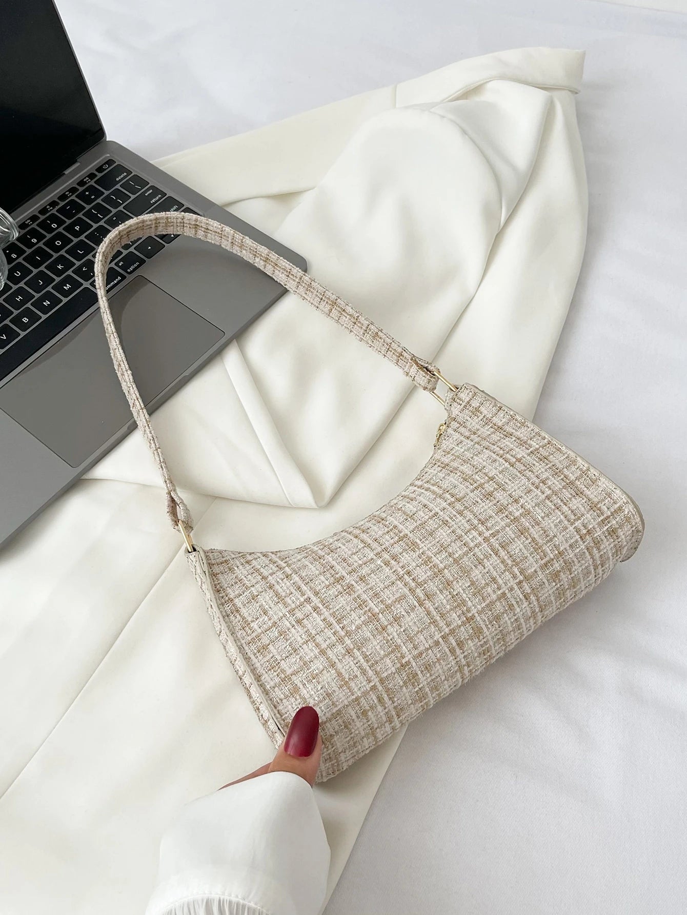 Colorblock Plaid Pattern Bag Handbag,Shoulder Bag Minimalist,Casual Lightweight,Portable For Women, Rookies & White-Collar Workers,For Teacher Gifts,For Girl,For Woman Gift Bag,Work,Business,Commute