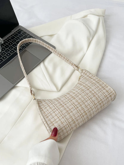 Colorblock Plaid Pattern Bag Handbag,Shoulder Bag Minimalist,Casual Lightweight,Portable For Women, Rookies & White-Collar Workers,For Teacher Gifts,For Girl,For Woman Gift Bag,Work,Business,Commute