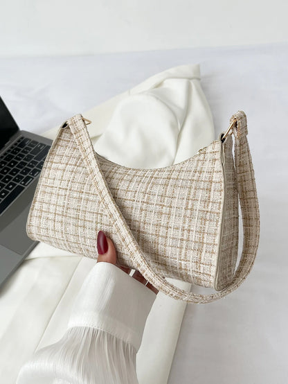 Colorblock Plaid Pattern Bag Handbag,Shoulder Bag Minimalist,Casual Lightweight,Portable For Women, Rookies & White-Collar Workers,For Teacher Gifts,For Girl,For Woman Gift Bag,Work,Business,Commute