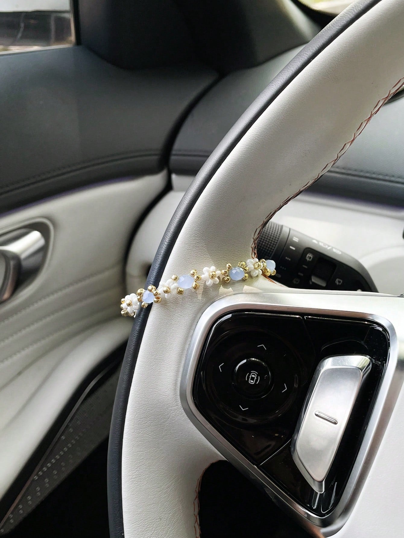 Colorful Seed Bead Car Steering Wheel Decorative Chain, Personalized Car Interior Decoration Chain Pendant