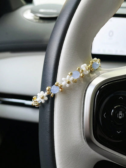 Colorful Seed Bead Car Steering Wheel Decorative Chain, Personalized Car Interior Decoration Chain Pendant