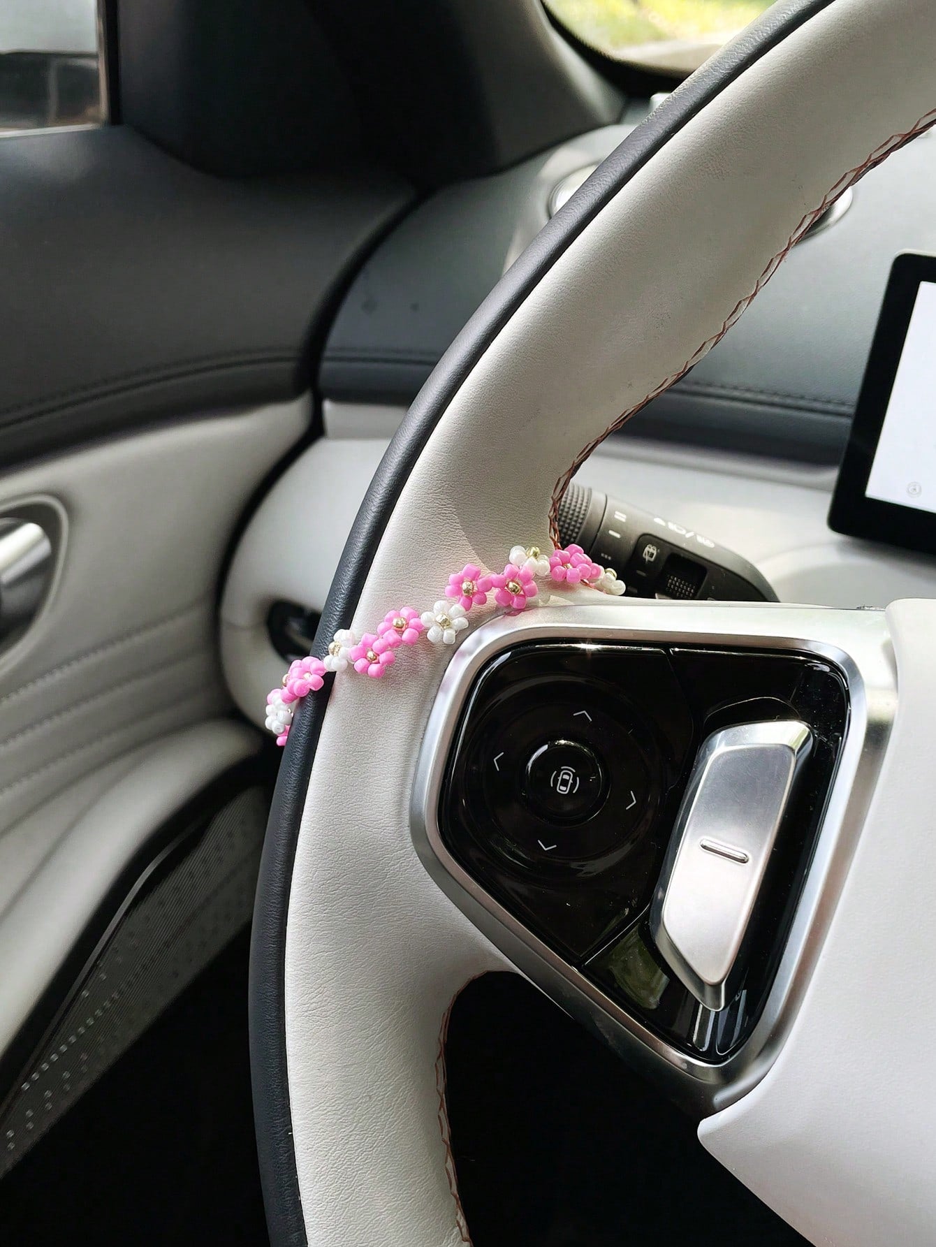 Colorful Seed Bead Car Steering Wheel Decorative Chain, Personalized Car Interior Decoration Chain Pendant