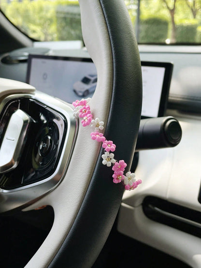 Colorful Seed Bead Car Steering Wheel Decorative Chain, Personalized Car Interior Decoration Chain Pendant