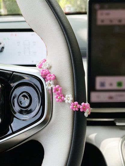 Colorful Seed Bead Car Steering Wheel Decorative Chain, Personalized Car Interior Decoration Chain Pendant