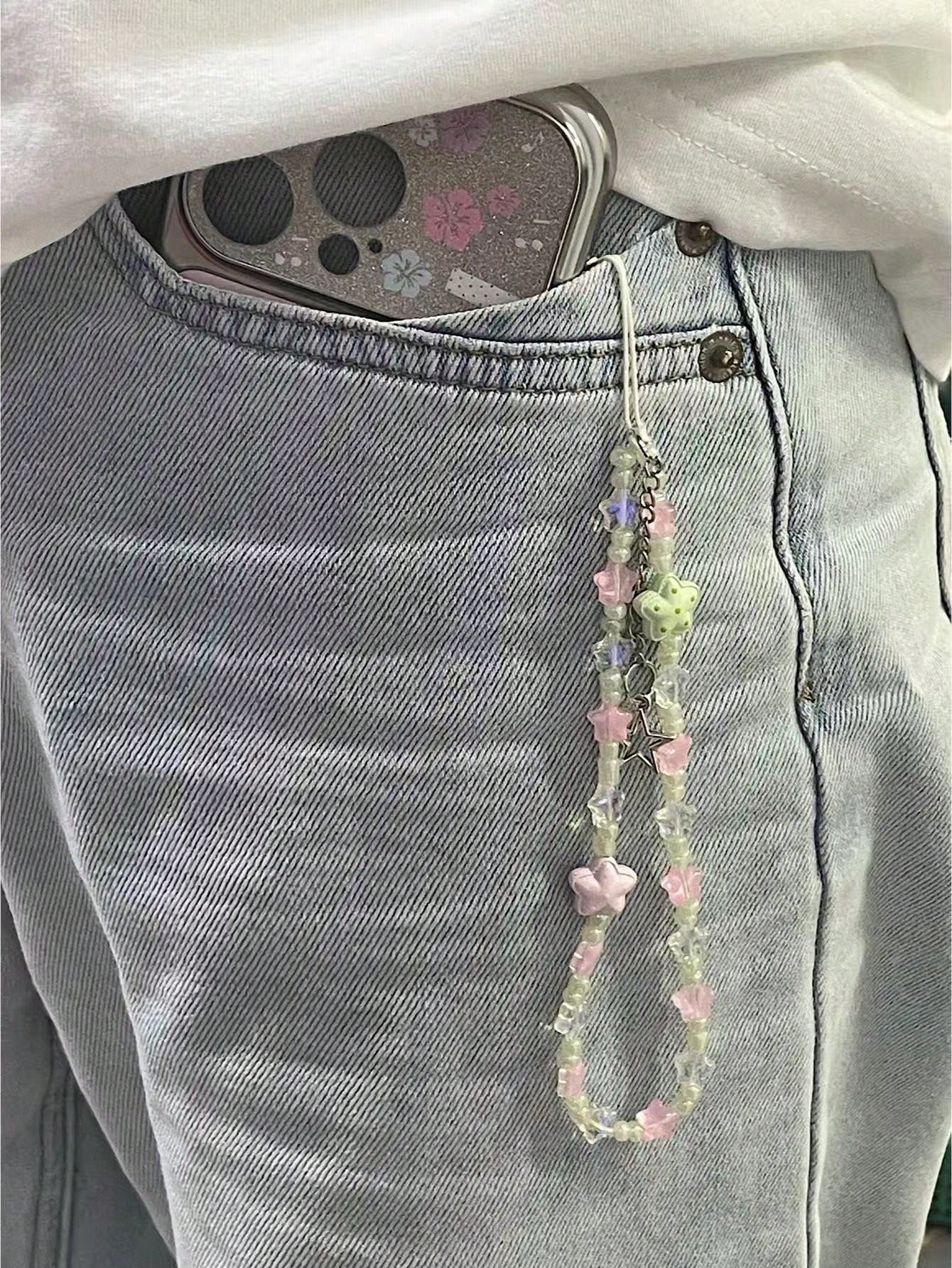 Colorful Star Beaded Phone Chain, Transparent Summer Niche Pendant, Bag Charm, Phone Case Lanyard, Dopamine Charm