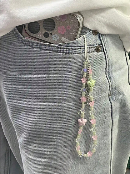 Colorful Star Beaded Phone Chain, Transparent Summer Niche Pendant, Bag Charm, Phone Case Lanyard, Dopamine Charm