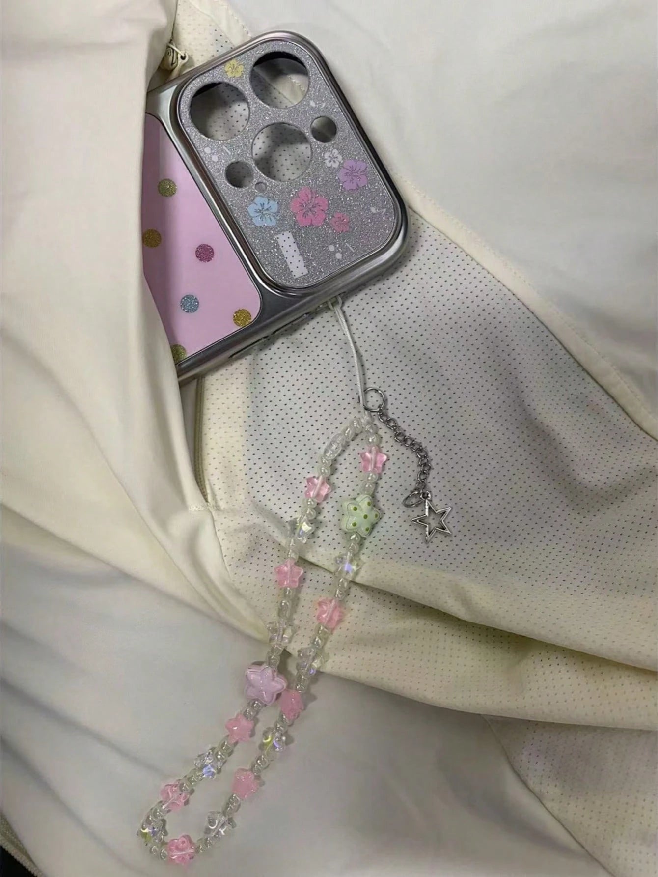 Colorful Star Beaded Phone Chain, Transparent Summer Niche Pendant, Bag Charm, Phone Case Lanyard, Dopamine Charm
