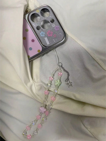 Colorful Star Beaded Phone Chain, Transparent Summer Niche Pendant, Bag Charm, Phone Case Lanyard, Dopamine Charm