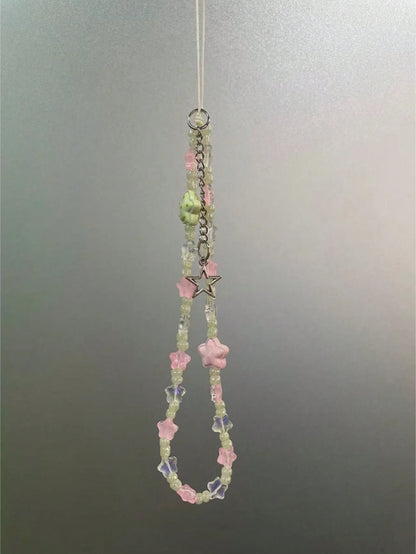 Colorful Star Beaded Phone Chain, Transparent Summer Niche Pendant, Bag Charm, Phone Case Lanyard, Dopamine Charm