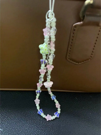 Colorful Star Beaded Phone Chain, Transparent Summer Niche Pendant, Bag Charm, Phone Case Lanyard, Dopamine Charm
