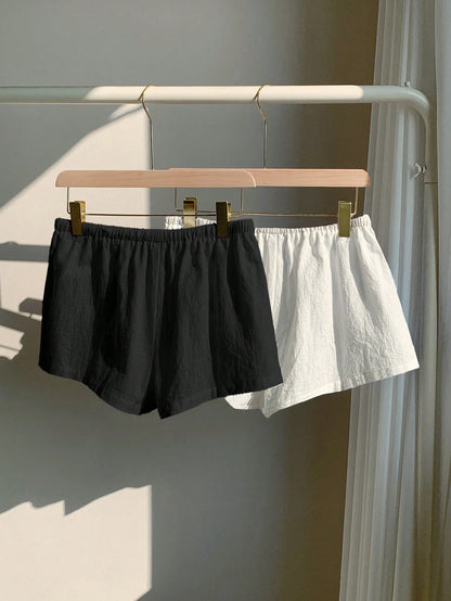 Comfortcana 2pcs Women's New Linen Striped Shorts