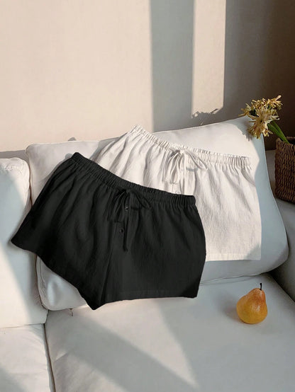 Comfortcana 2pcs Women's New Linen Striped Shorts