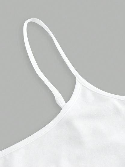Comfortcana 3pcs Women's Solid Color Casual Versatile Camisole Tank Top, Black And White,Summer,Basics,Everyday Spaghetti Cami Multipack Body Tops