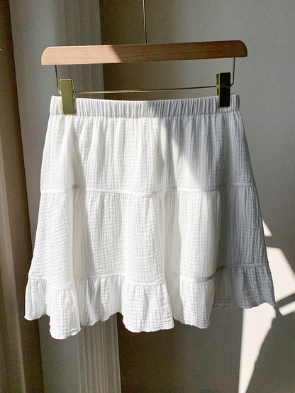 Comfortcana Holiday Autumn White Waist Tie Casual Skirt For Women, Versatile Holiday Picnic
