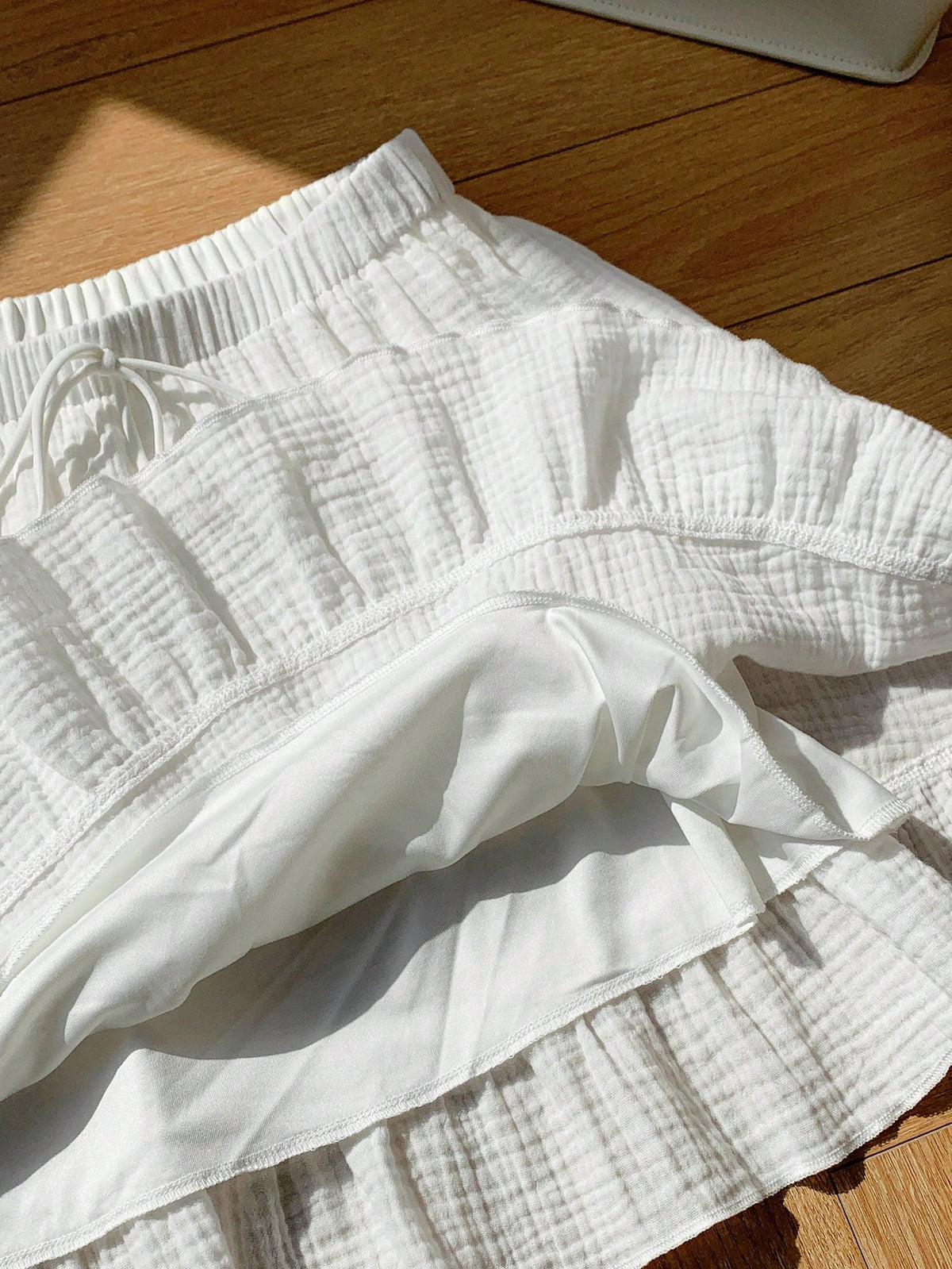Comfortcana Holiday Autumn White Waist Tie Casual Skirt For Women, Versatile Holiday Picnic