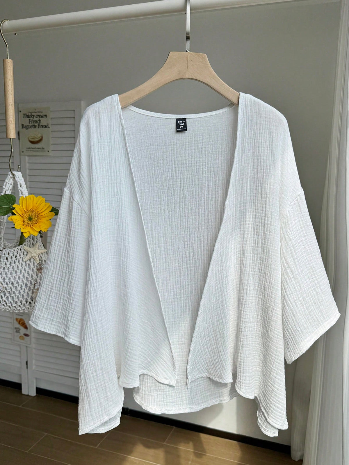 Comfortcana Plus Size Lightweight Short All White Jacket, Summer Cotton Comfortable Cardigan Party Office Business Casual