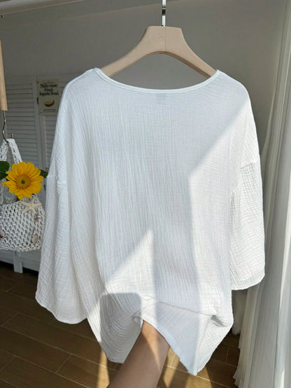 Comfortcana Plus Size Lightweight Short All White Jacket, Summer Cotton Comfortable Cardigan Party Office Business Casual