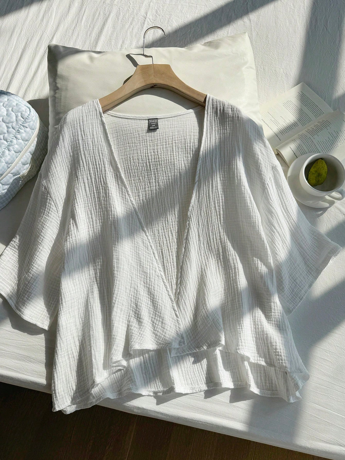 Comfortcana Plus Size Lightweight Short All White Jacket, Summer Cotton Comfortable Cardigan Party Office Business Casual