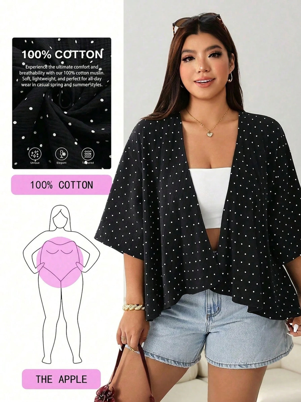 Comfortcana Plus Size Lightweight Short All White Jacket, Summer Cotton Comfortable Cardigan Party Office Business Casual