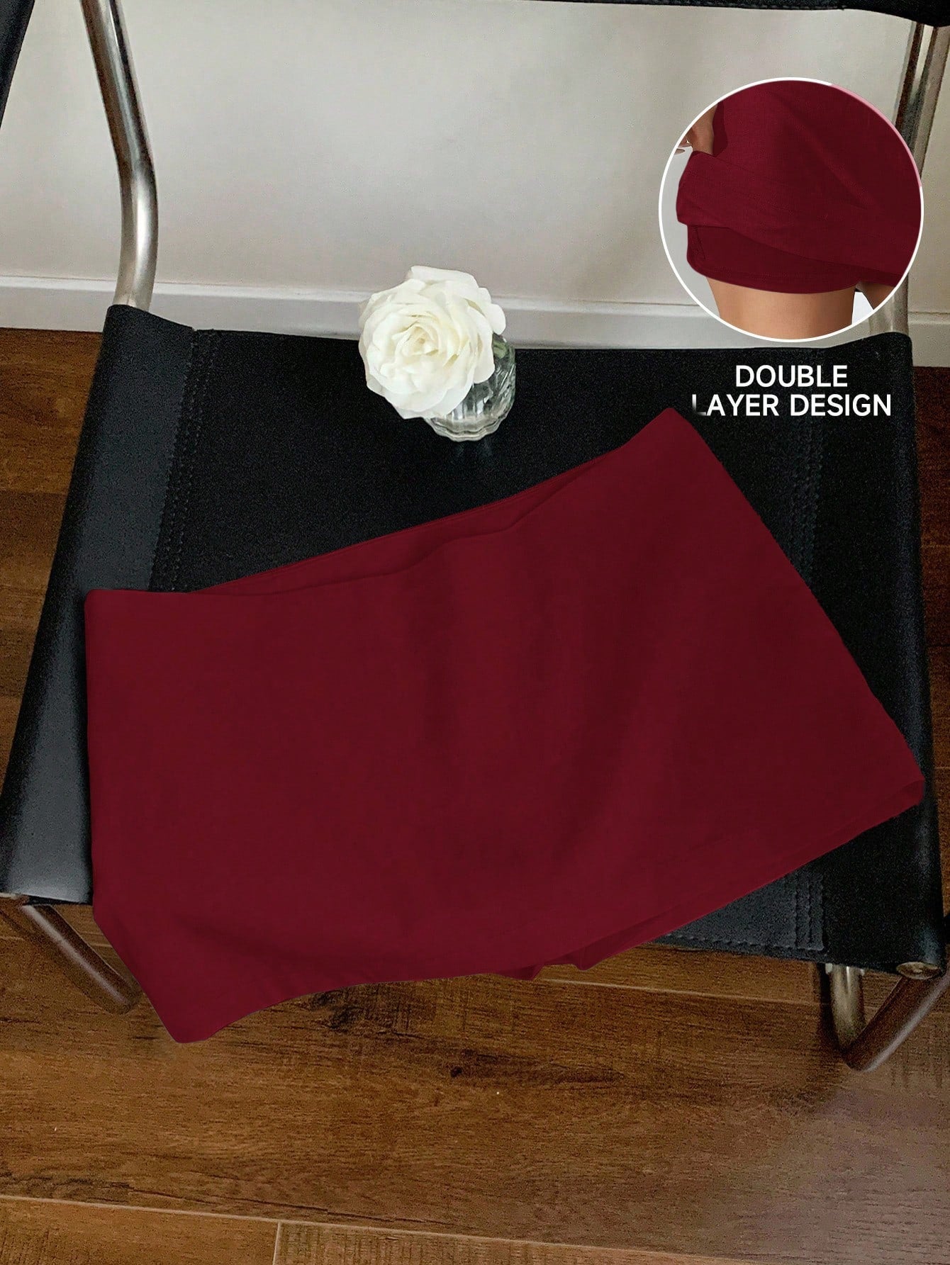 Comfortcana Solid Color Linen Mini Low Waist Skirt, For Summer Burgundy Skirt Red Mini Skirt