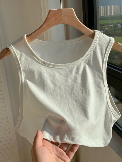 Comfortcana Solid Crop Tank Top