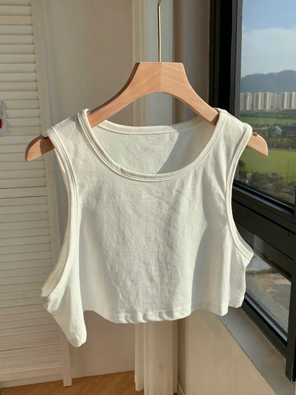 Comfortcana Solid Crop Tank Top