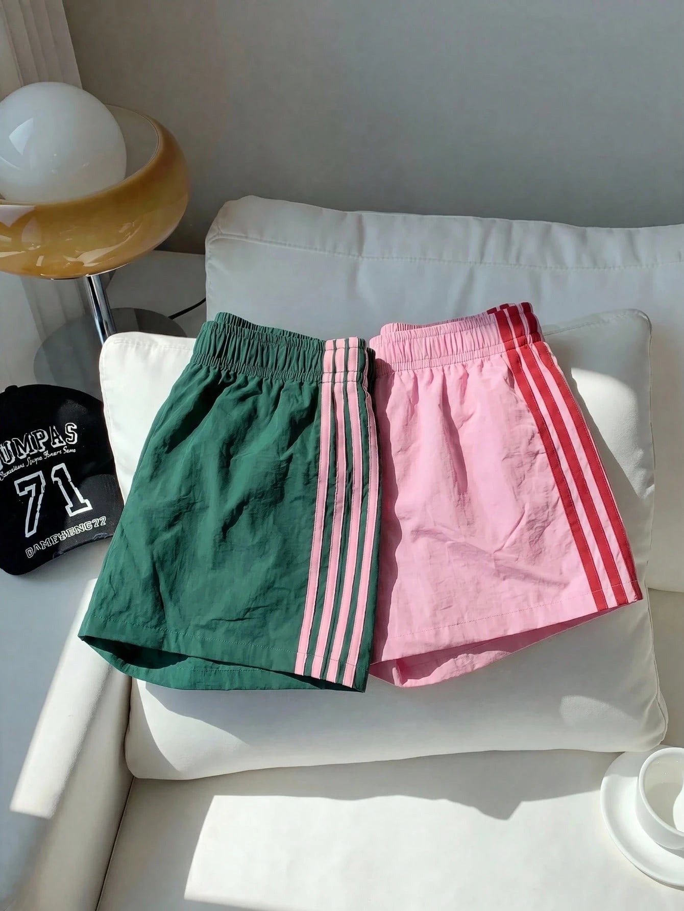 Comfortcana Women's Casual Elastic Waist Side Striped Loose Shorts