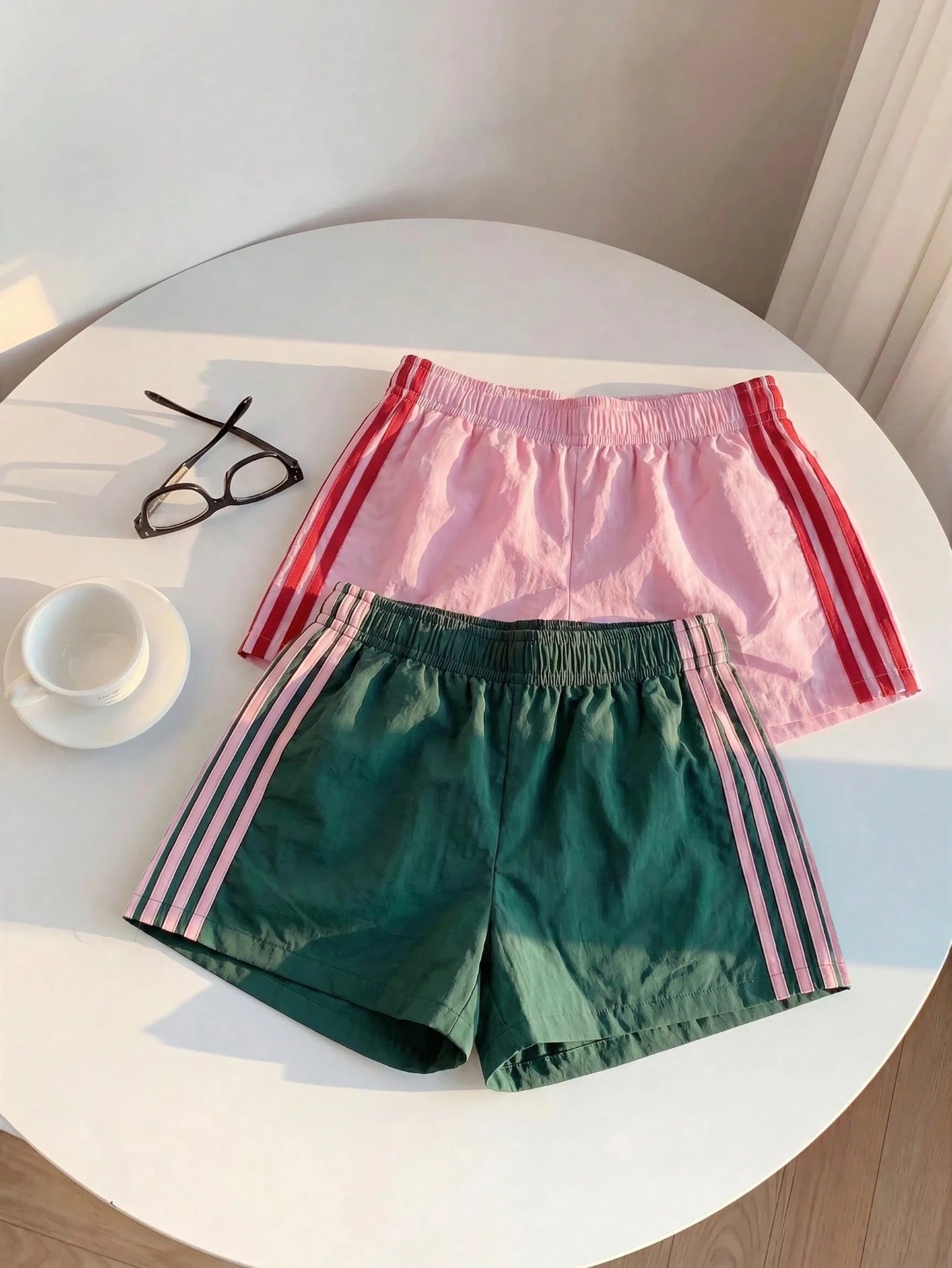 Comfortcana Women's Casual Elastic Waist Side Striped Loose Shorts
