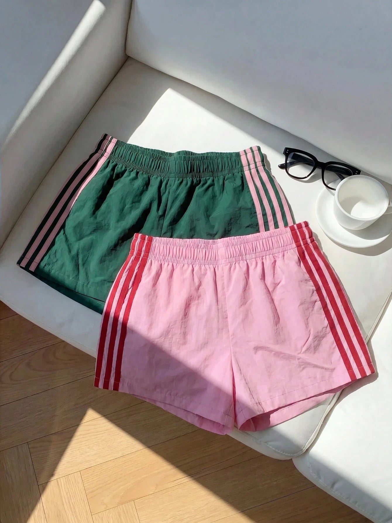 Comfortcana Women's Casual Elastic Waist Side Striped Loose Shorts