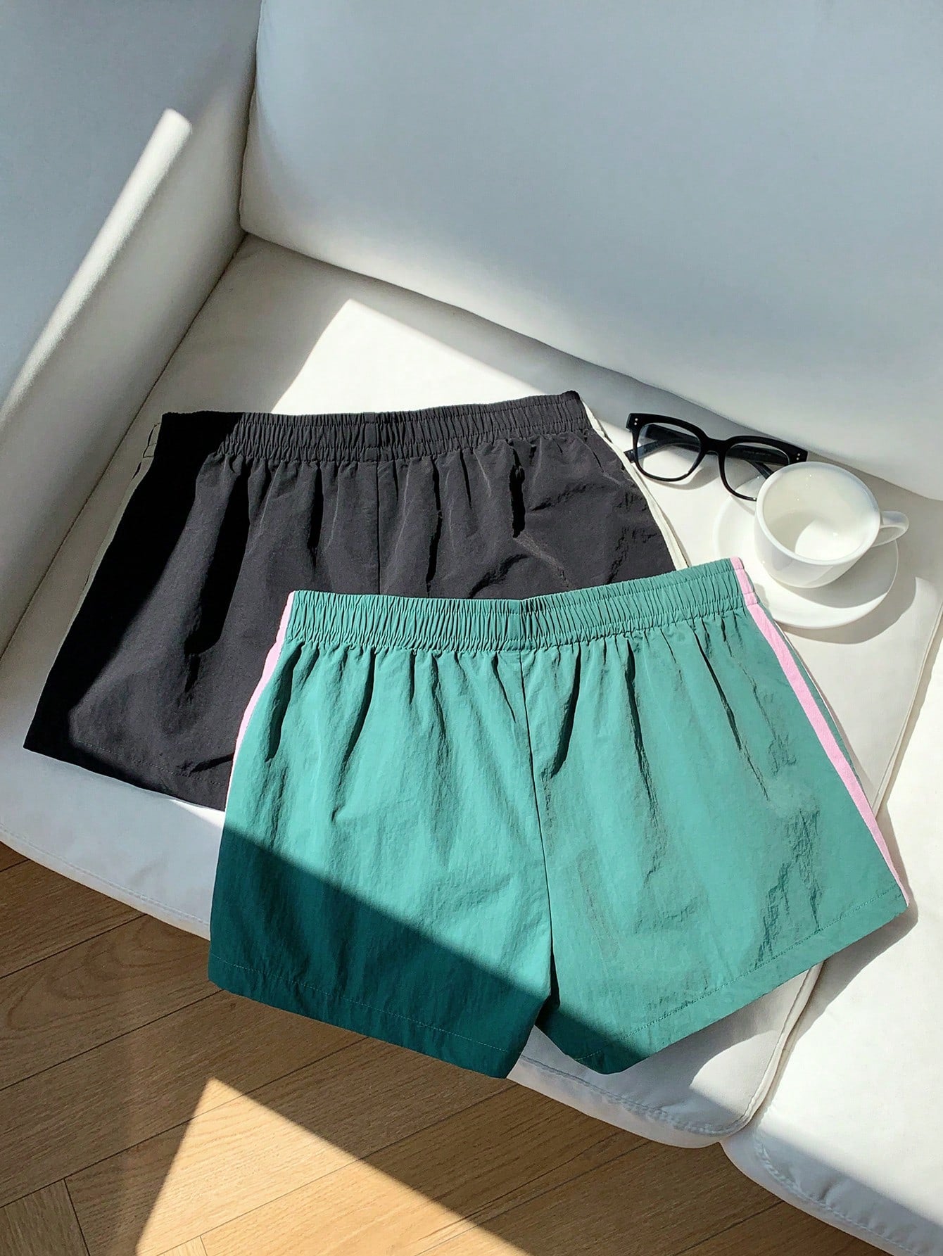 Comfortcana Women's Casual Elastic Waist Side Striped Loose Shorts