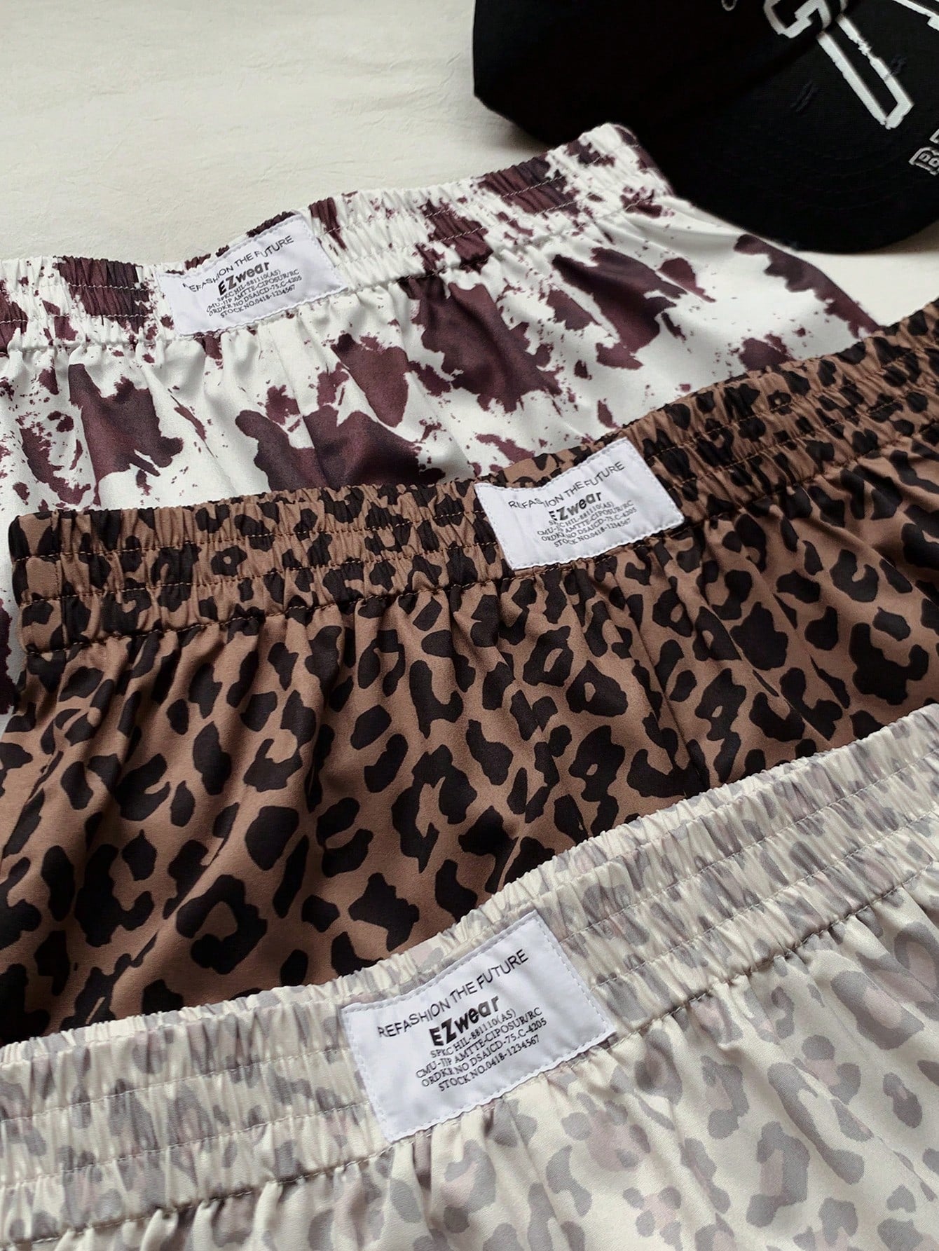 Comfortcana Women's Leopard & Cow Print Casual Versatile Daily Shorts 3pcs Set