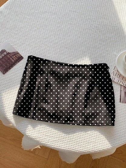 Comfortcana Women's Polka Dot Print Minimalist 70s 1960s 70s 1960s Casual Skirt Birthday Work Birthday White And Black Polka Dot Polka Dot Autumn