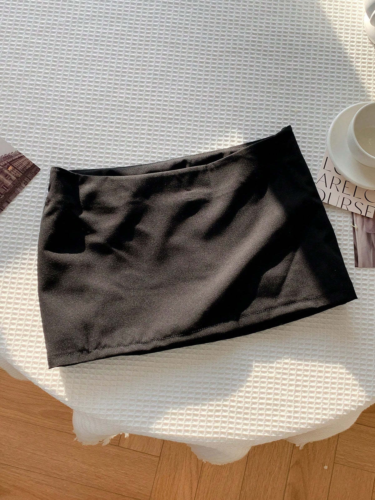 Comfortcana Women's Solid Color Mini Skirt With Zipper