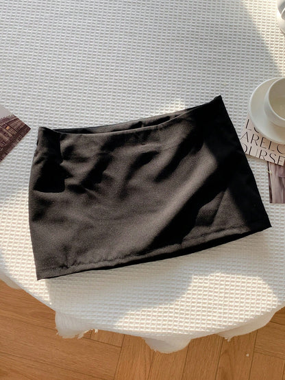Comfortcana Women's Solid Color Mini Skirt With Zipper