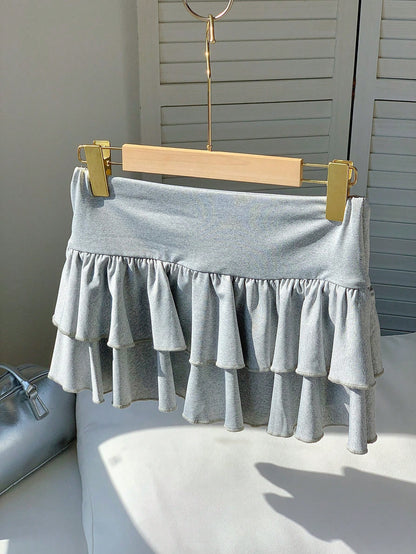 Comfortcana Women's Solid Color Simple Daily Mini Skirt