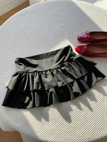 Comfortcana Women's Solid Color Simple Daily Mini Skirt