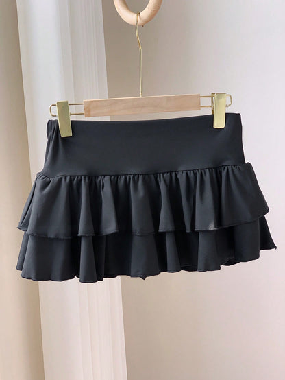 Comfortcana Women's Solid Color Simple Daily Mini Skirt