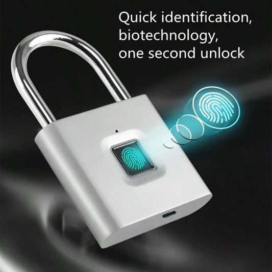 Compact Smart Fingerprint Padlock- IP56 Waterproof, Keyless Security, USB Rechargeable, Lightweight Aluminum- Ideal For Luggage, Briefcases And Backpacks