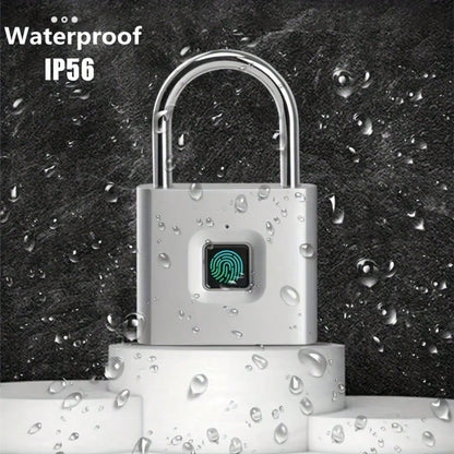 Compact Smart Fingerprint Padlock- IP56 Waterproof, Keyless Security, USB Rechargeable, Lightweight Aluminum- Ideal For Luggage, Briefcases And Backpacks
