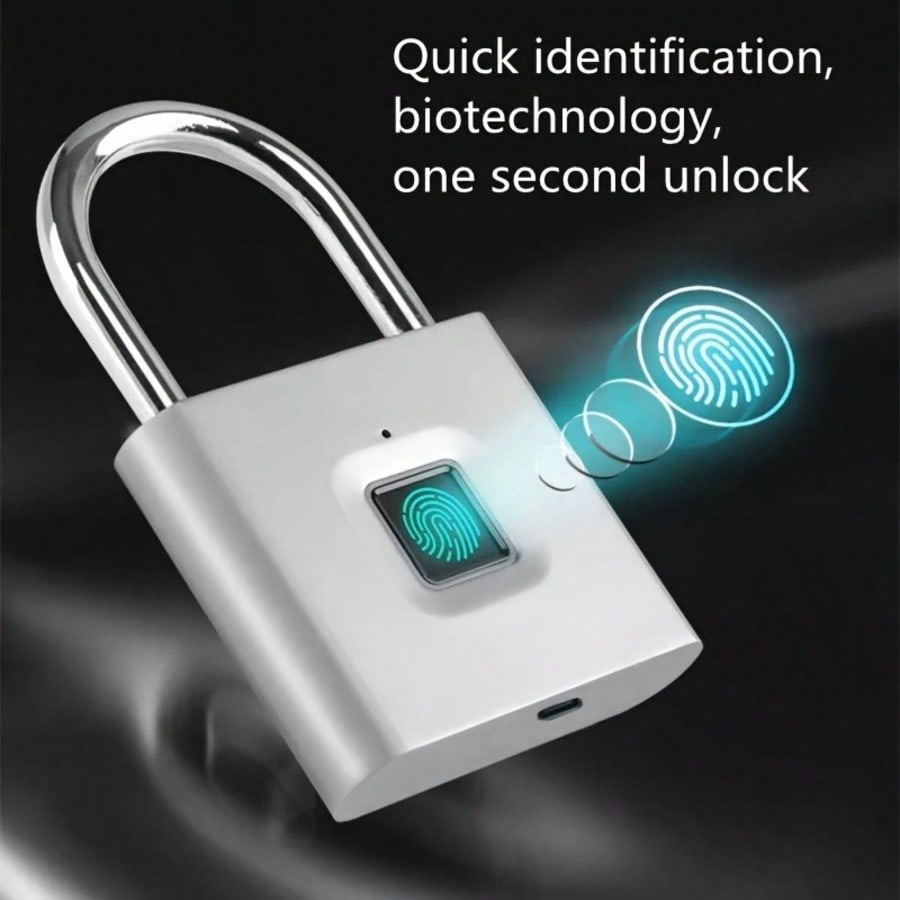 Compact Smart Fingerprint Padlock- IP56 Waterproof, Keyless Security, USB Rechargeable, Lightweight Aluminum- Ideal For Luggage, Briefcases And Backpacks