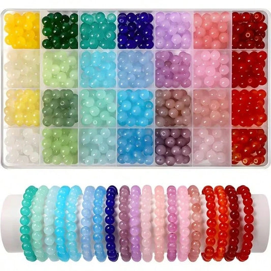 Complete Set Of Macaron Color Round Beads Beading Kit For Handmade DIY Bracelets, Necklaces, Earrings, Jewelry Making Kit, Creative Gift