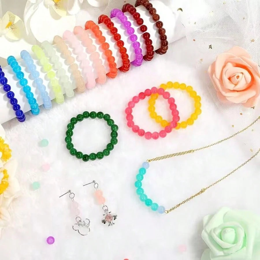 Complete Set Of Macaron Color Round Beads Beading Kit For Handmade DIY Bracelets, Necklaces, Earrings, Jewelry Making Kit, Creative Gift